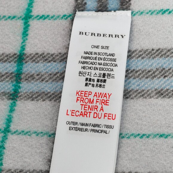 Burberry Light Blue Plaid Cashmere Scarf - Picture 5 of 7